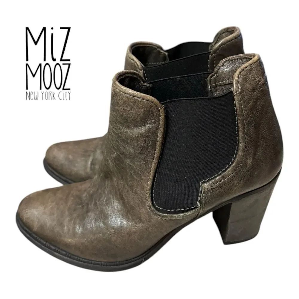 Miz Mooz Roseanne Women's Leather Heeled Ankle Boots Booties 37 6.5 7